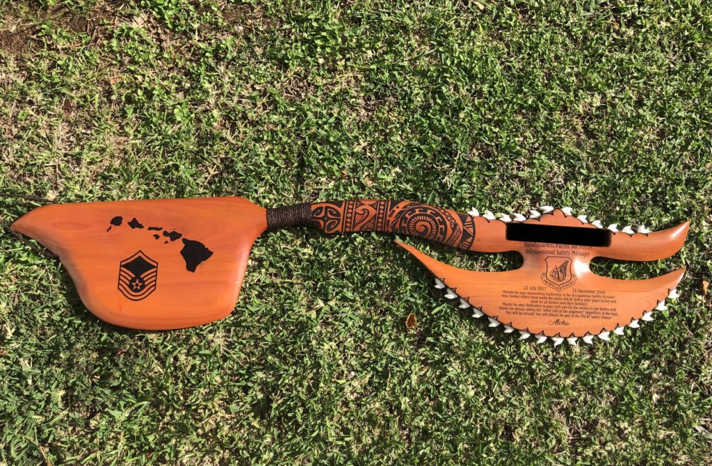 Polynesian Hawaiian Warrior battle Axe tribal engraving custom engraving