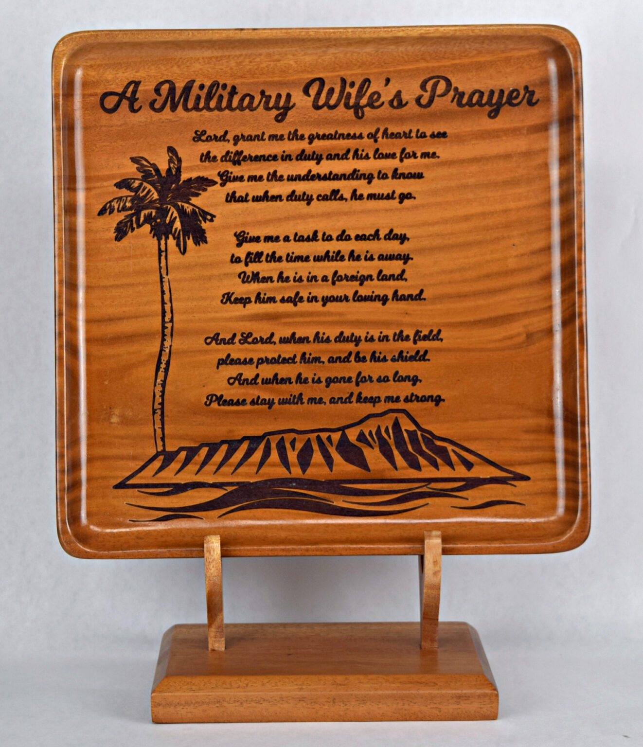 Military Wife Prayer plate wood engraving - Tiki Tiki